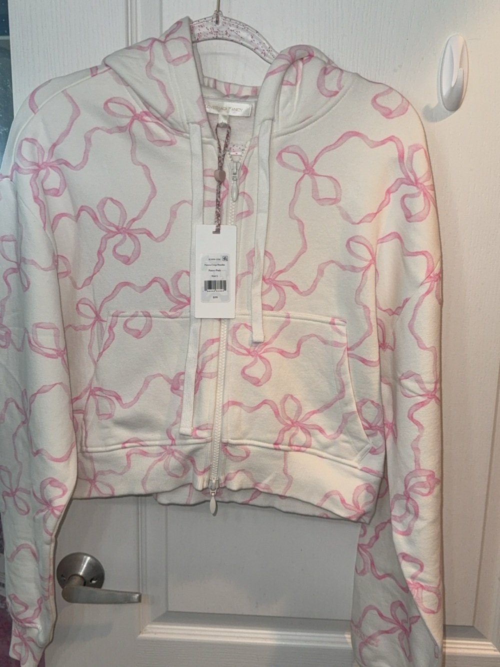 LoveShackFancy Pierra Crop Hoodie Pastry Pink NWT Large